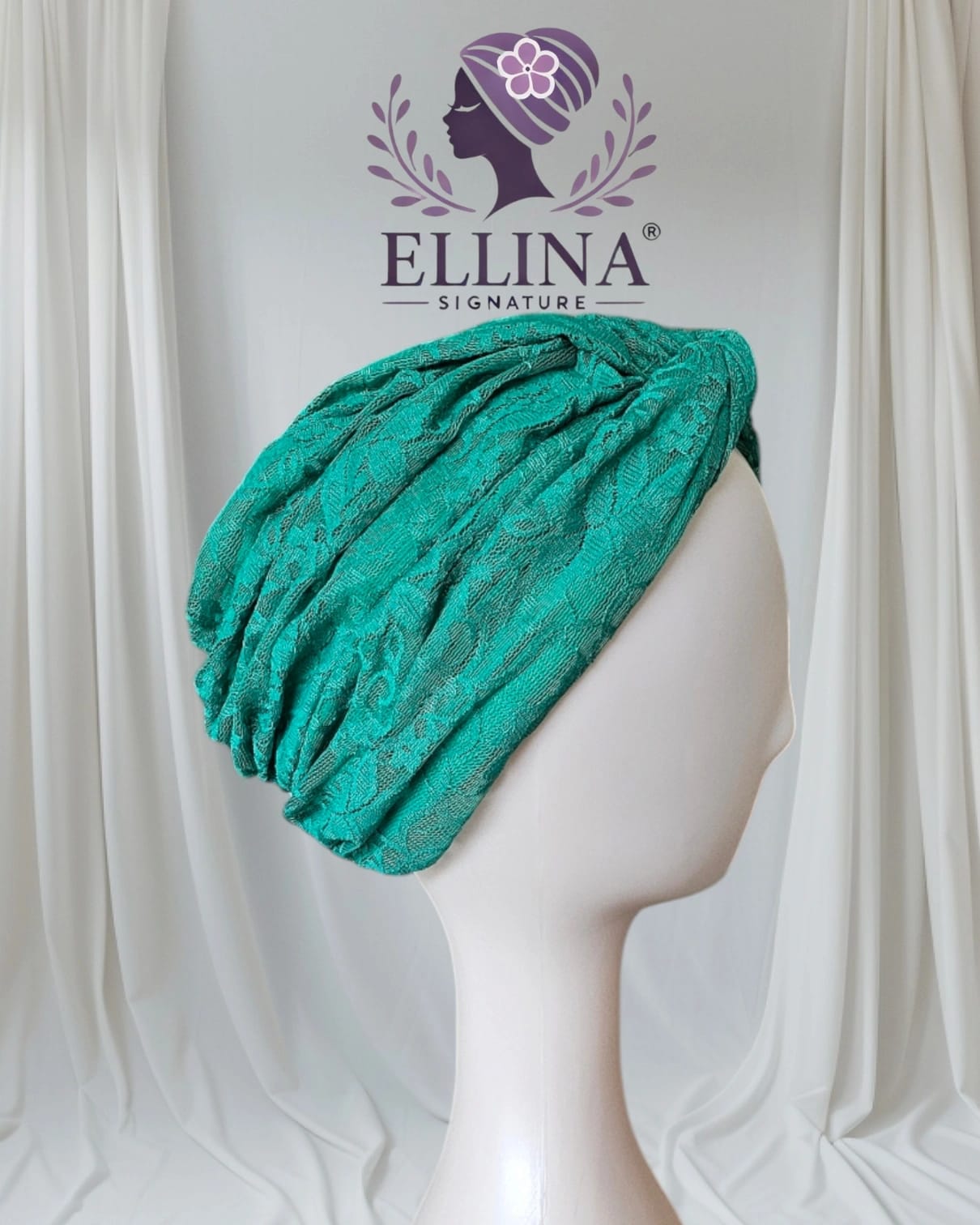 D41 - Turban en Dentelle, Couleur Verte