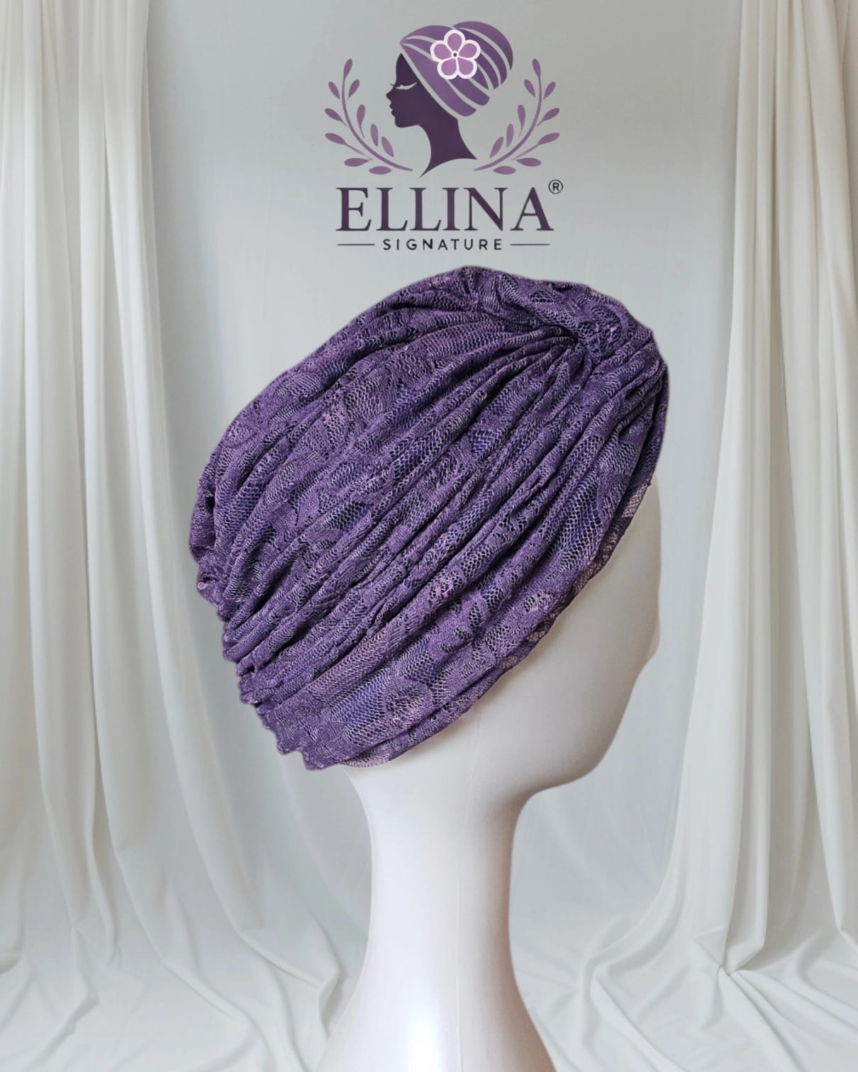 D36 - Lace Turban, Purple Color