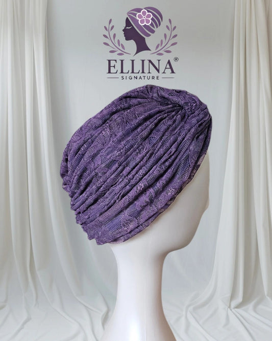 D36 - Turban en Dentelle, Couleur Violet