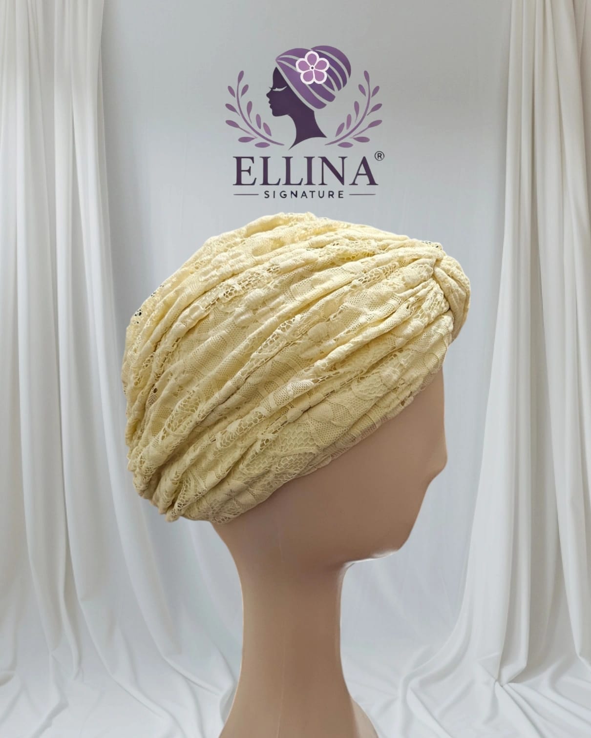D45 - Turban en Dentelle, Couleur Beige